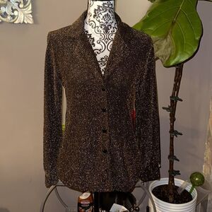 NWT Leith metallic sparkle buttoned top